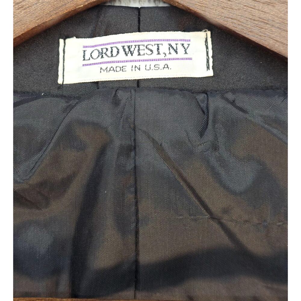 VTG 80s Lord West Black Tuxedo Tailcoat 41L Wool Shawl Lapel Formal Dress Jacket - Picture 5 of 12